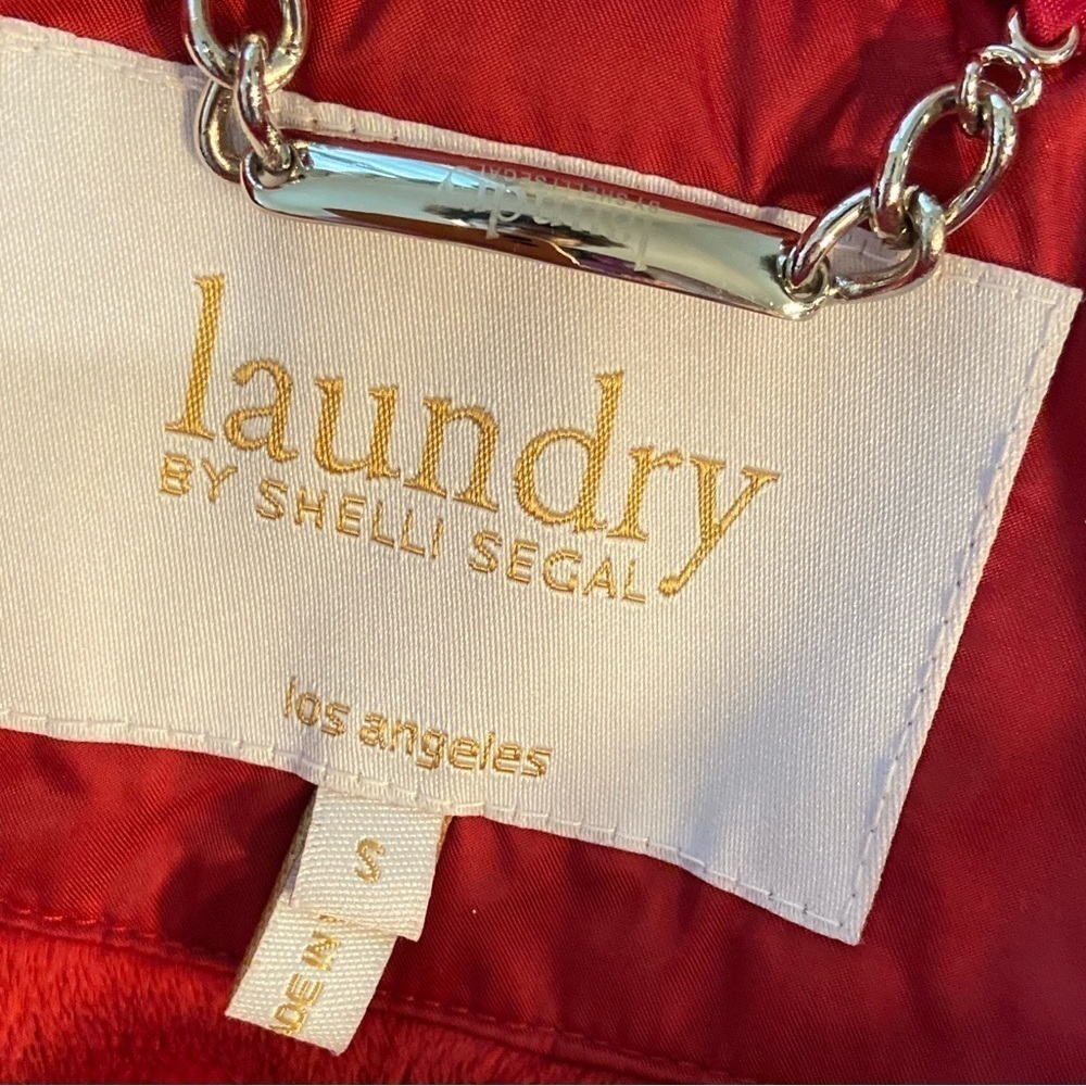Laundry By Shelli Segal~Red Quilted Coat~Zip-Up & Snap~Pockets~Hood~Belt~Size S - Picture 2 of 16